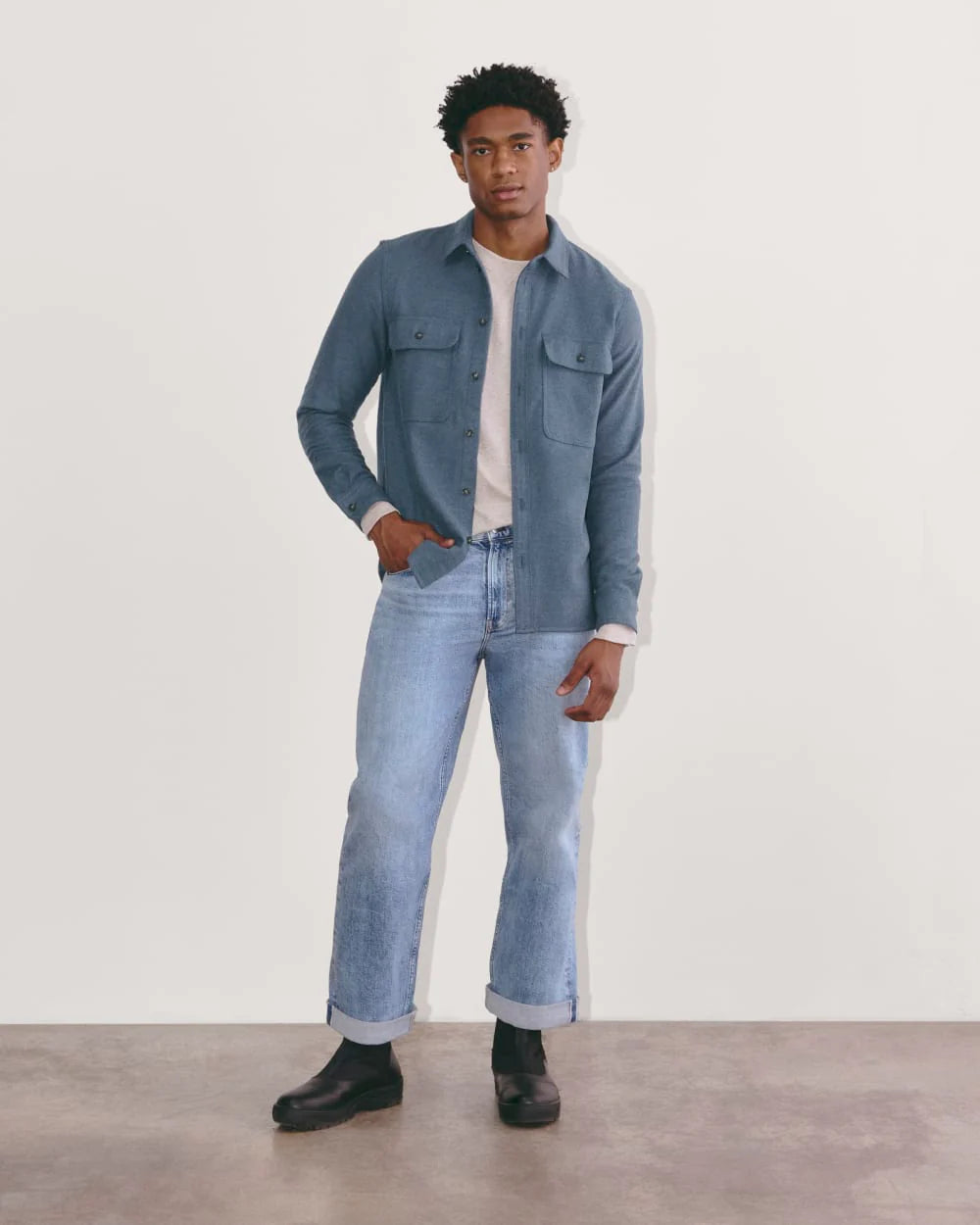 The Heavyweight Overshirt | Uniform | Heather Midnight Navy