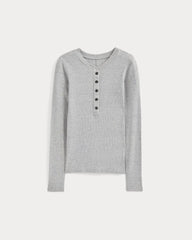 The Luxe Rib Henley | Classic Heather Grey