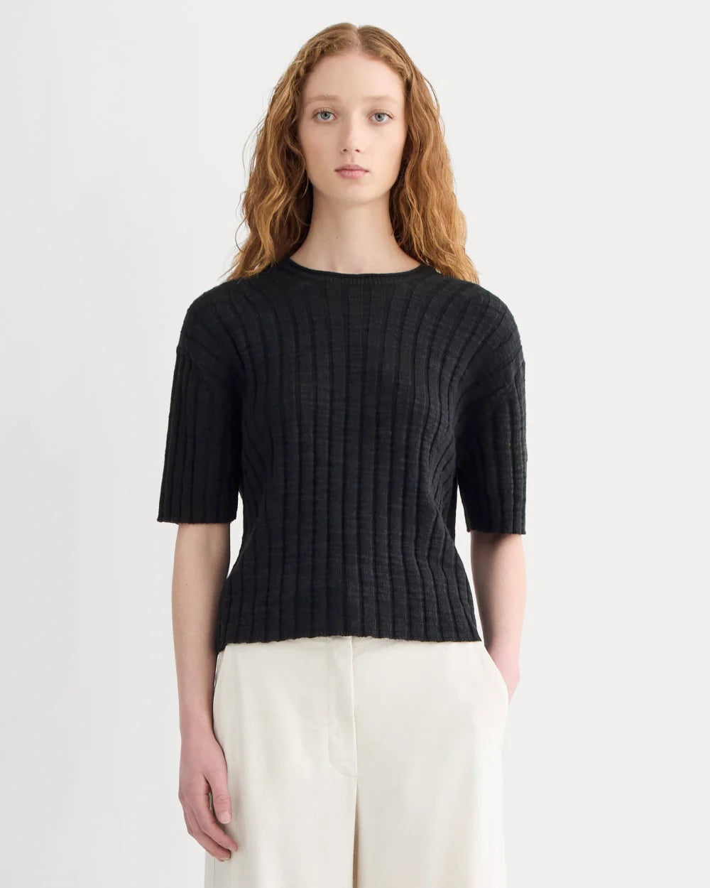 The Oversized Tee in Cotton Linen | Black