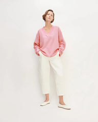 The Cozy-Stretch V-Neck Sweater | Pink Peony