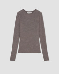 The Long-Sleeve Sweater Tee in Ultrasoft Merino | Heather Cocoa