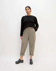 The Cotton Merino Cable Crew | Black