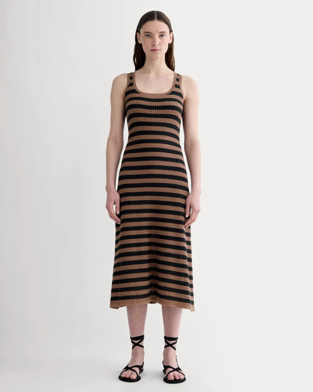 The Crochet Knit Tank Dress | Mocha / Black