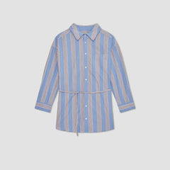 The Poplin Tie Back Shirt | Blue Opal / Cabernet / White