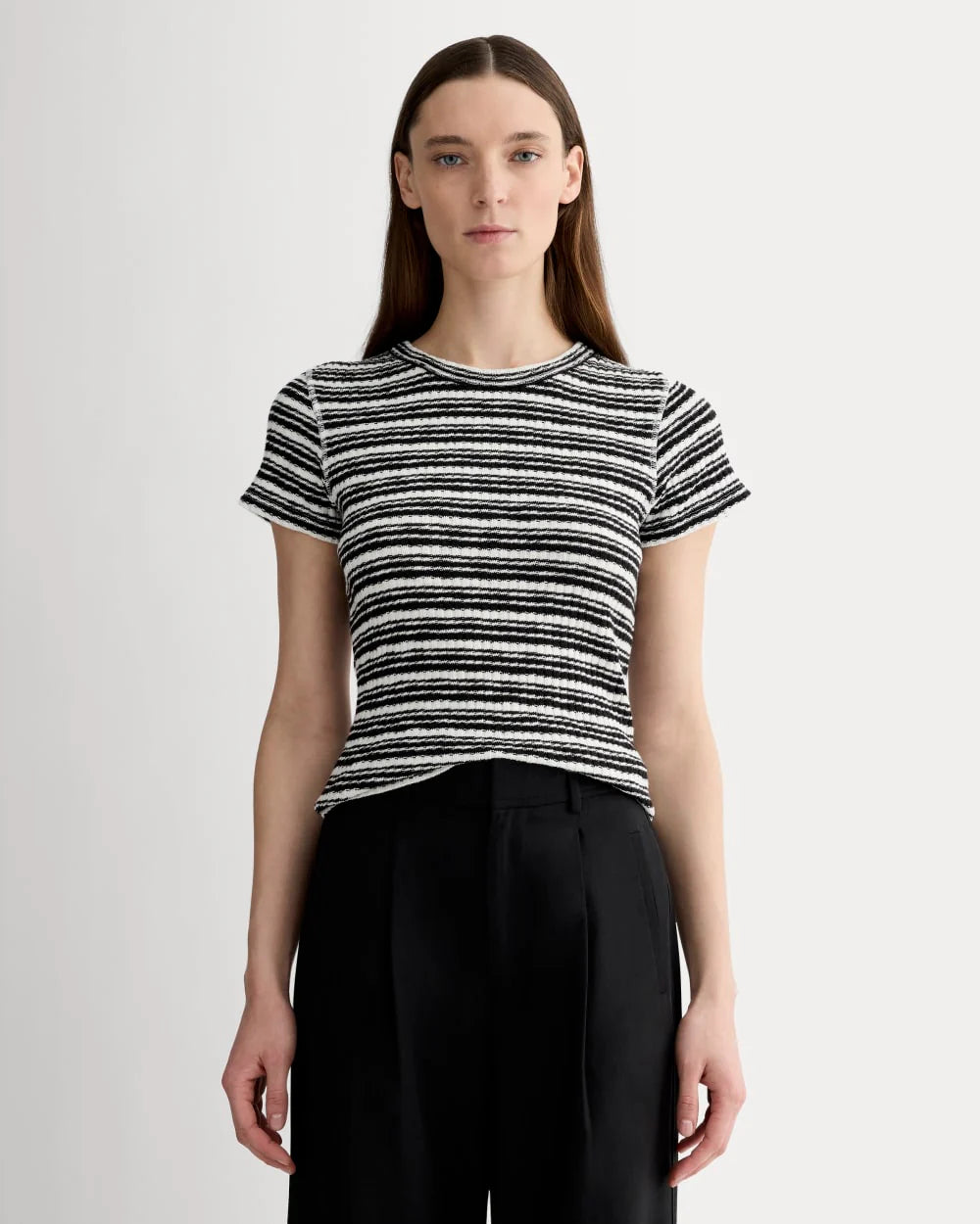 The Cozy Rib Tee | Bone / Black