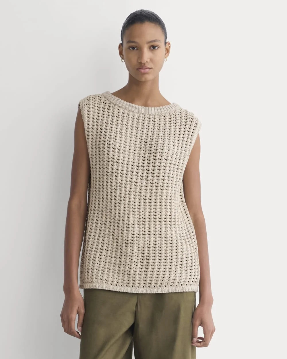 Open-Knit Tunic Vest in Elevated Cotton | Peyote