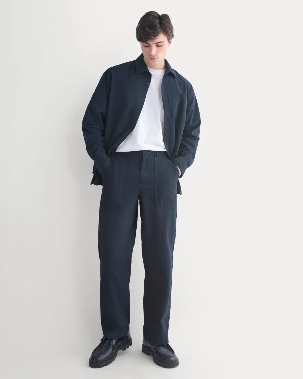 Relaxed Herringbone Fatigue Pants | Deep Navy