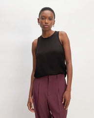 The Satin Racerback Top | Black