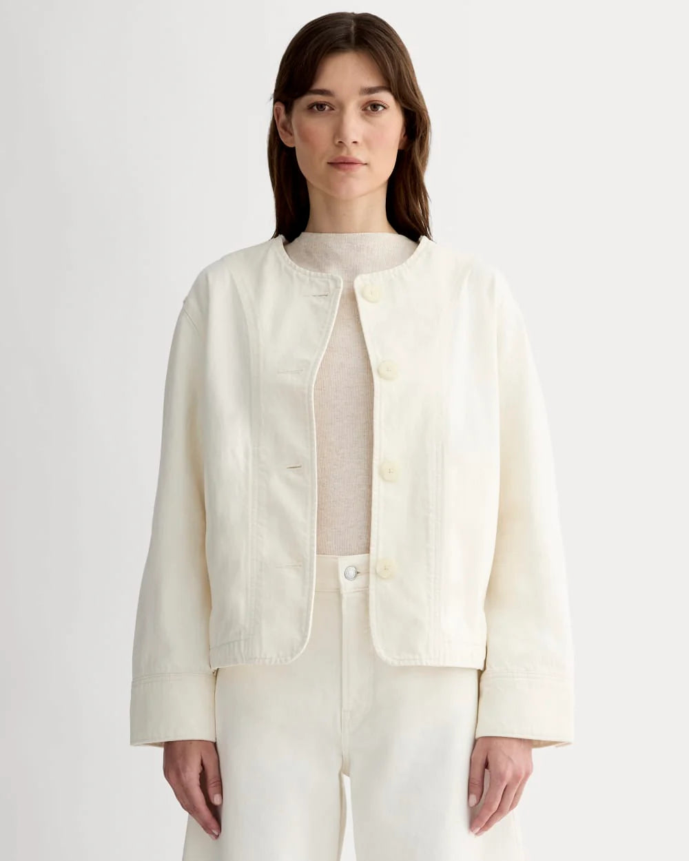 The Denim Barrel Jacket | Calico Ecru