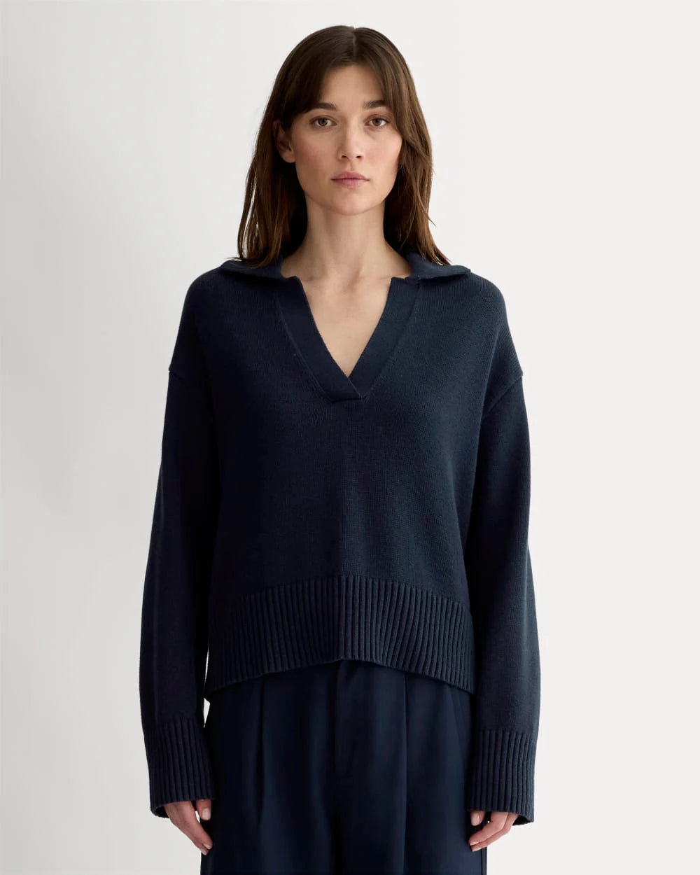 The Boxy Polo in Everyday Cotton | Navy