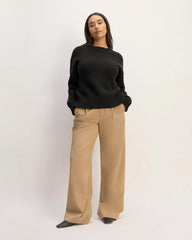 The Cotton Honeycomb Square Crew | Black