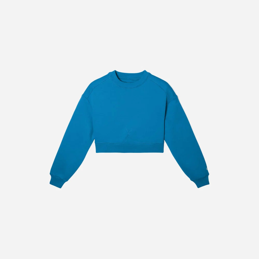 The Organic Cotton Cropped Crew | Horizon Blue