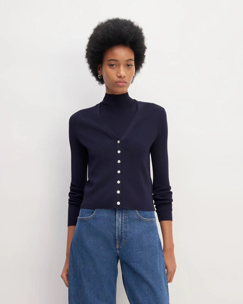 The Viscose Knit Cardigan | Navy