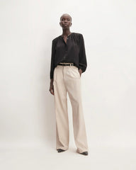 The Washable Clean Silk Shirred Blouse | Black