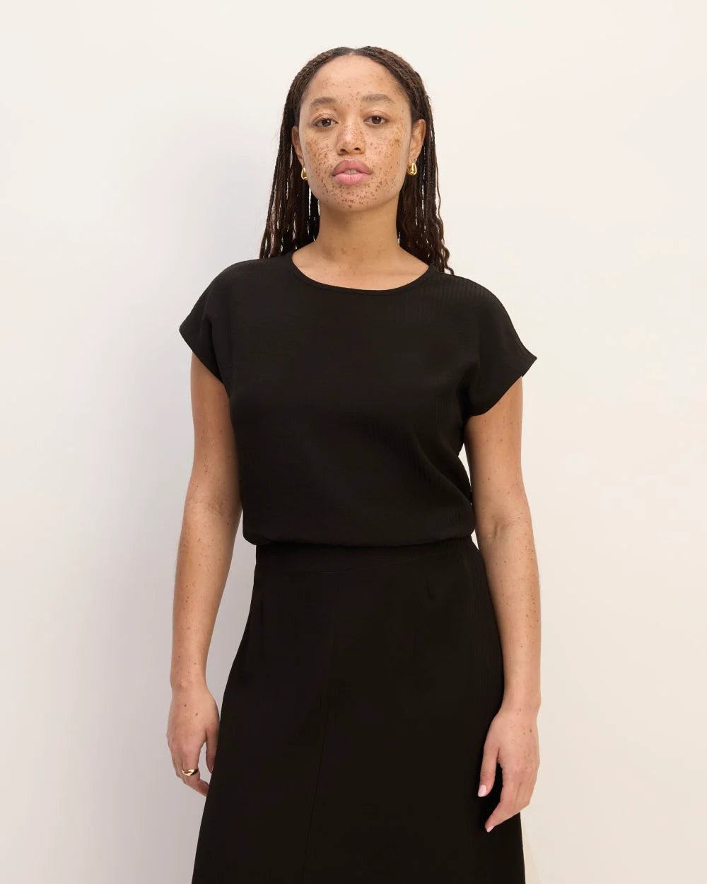 The Mini Jacquard Stripe Top | Black