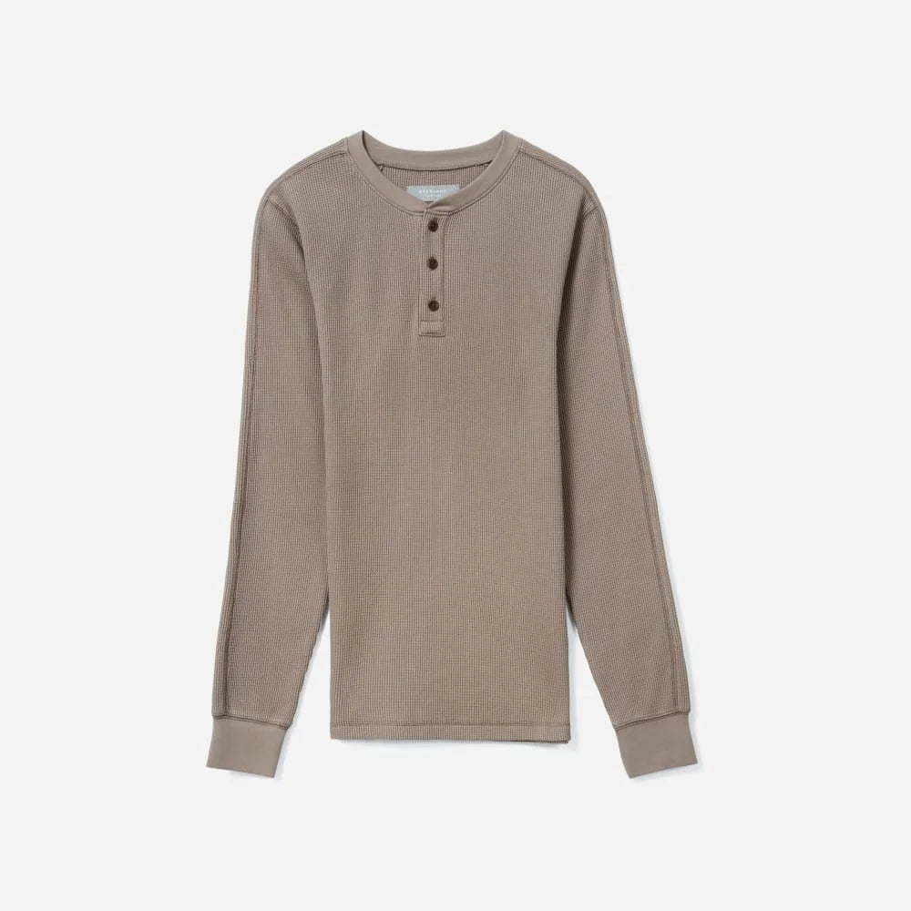 The Waffle Long-Sleeve Henley Tee | Burnt Sugar