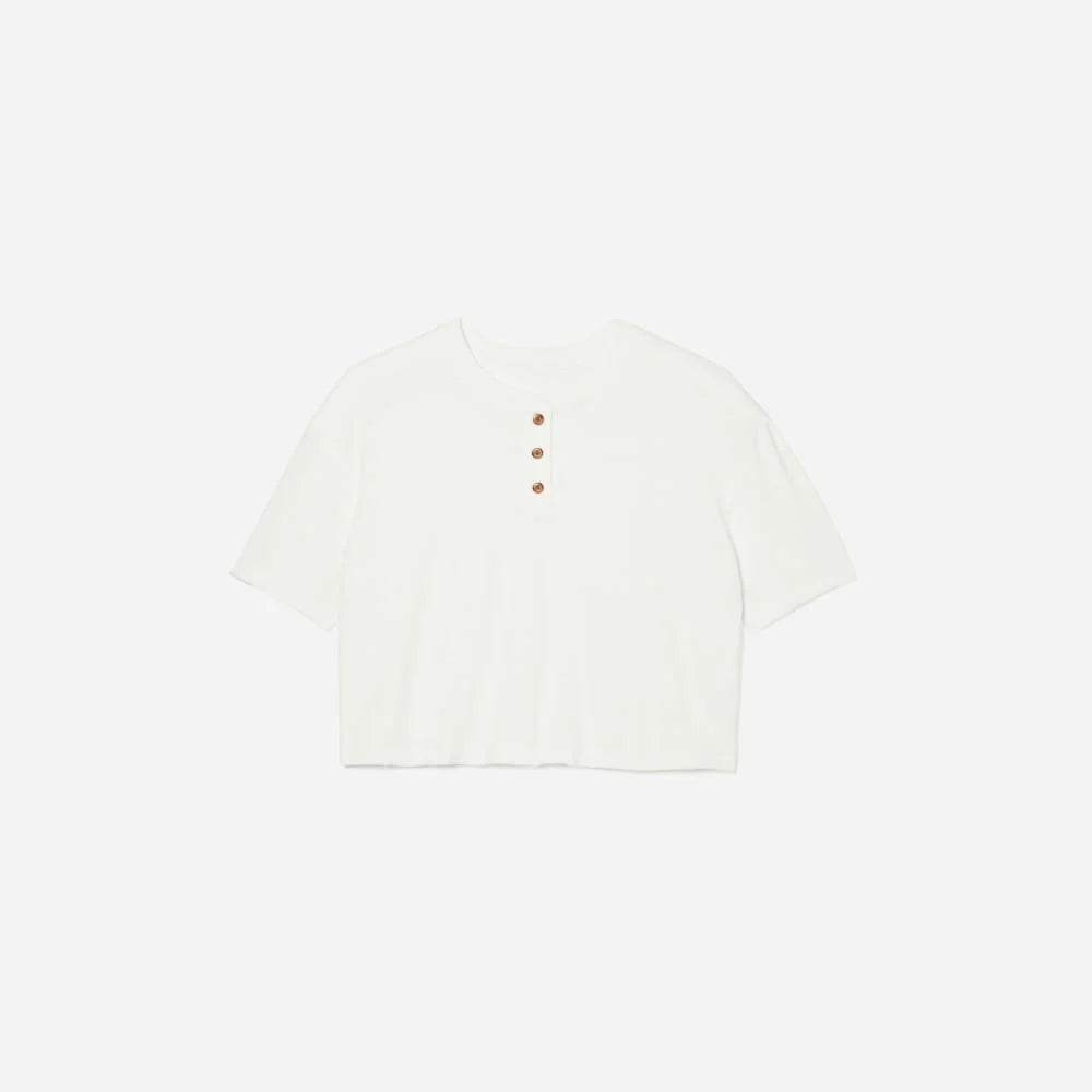 The Vintage Henley Hemp Tee | White