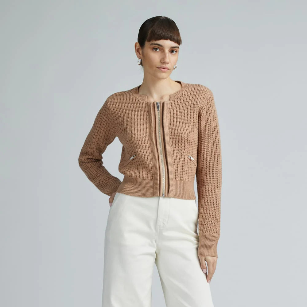 The Cropped Cotton-Merino Bomber |  Chestnut