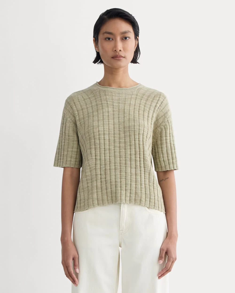 The Oversized Tee in Cotton Linen | Eucalyptus
