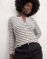 The Vintage Rib Cardigan | Bone / Black
