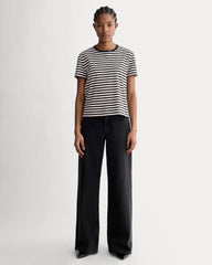The Box-Cut Tee in Essential Cotton | Black / Bone | No Pocket