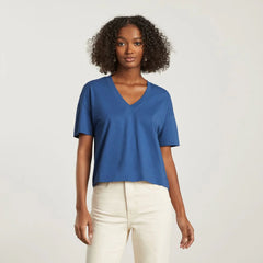 The Organic Cotton Slouchy V-Neck | Deep Blue