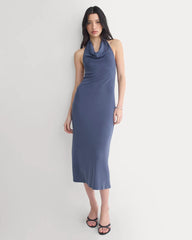 Cowlneck Halter Dress in Butterknit | Washed Navy