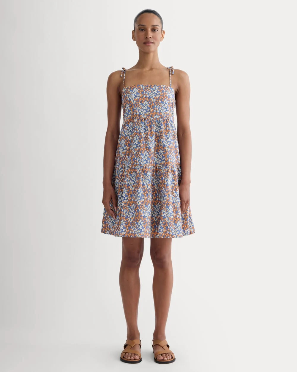 The Gauze Mini Tiered Dress | Soft Cobalt Floral