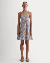 The Gauze Mini Tiered Dress | Soft Cobalt Floral