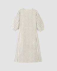 The Linen A-Line Midi Dress | Bone/Navy