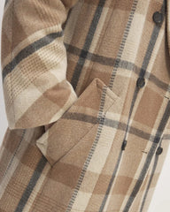 The Italian ReWool® Long Peacoat | Heathered Charcoal / Cornstalk / Toasted Coconut / Biscotti