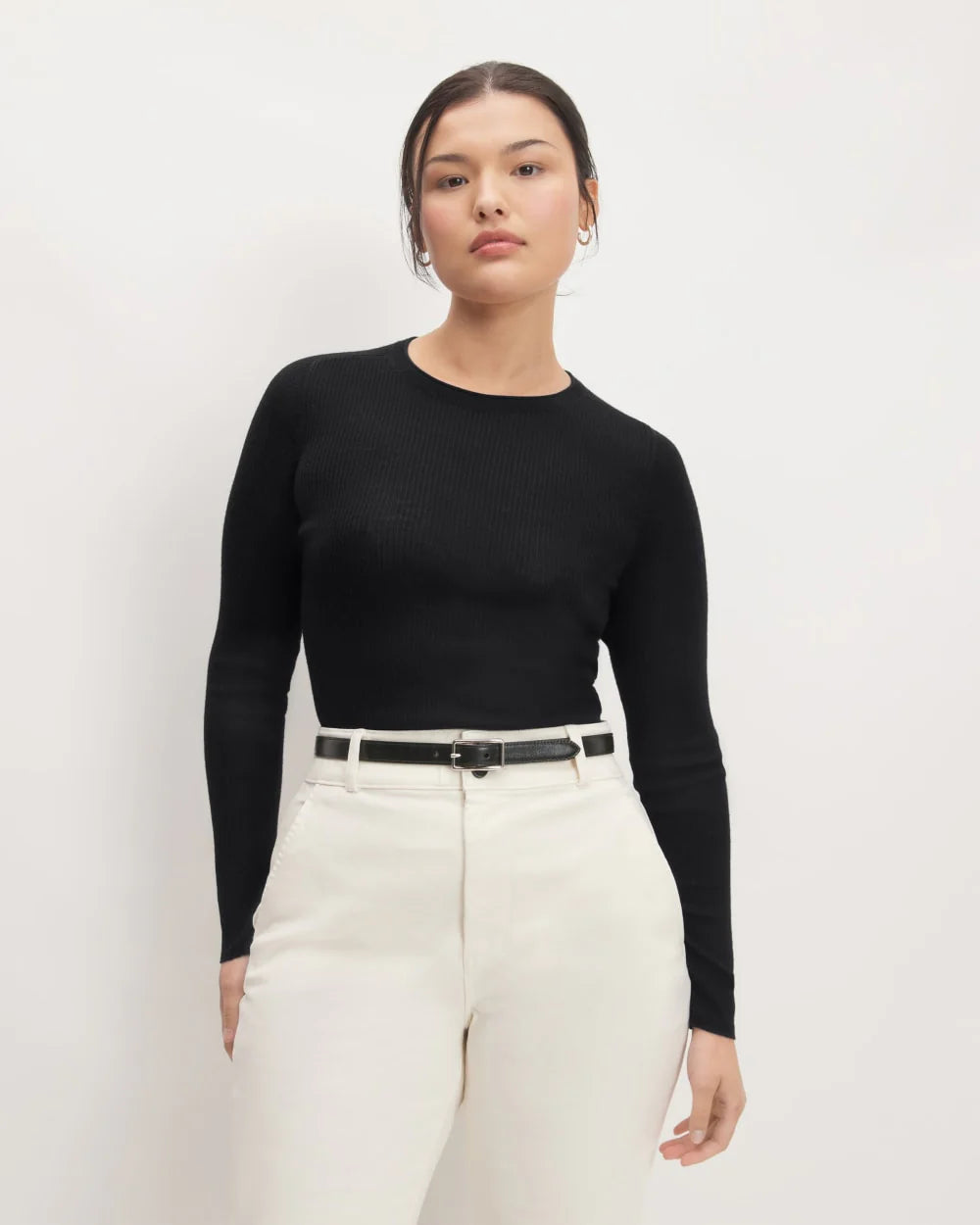 The Long-Sleeve Sweater Tee in Ultrasoft Merino | Black