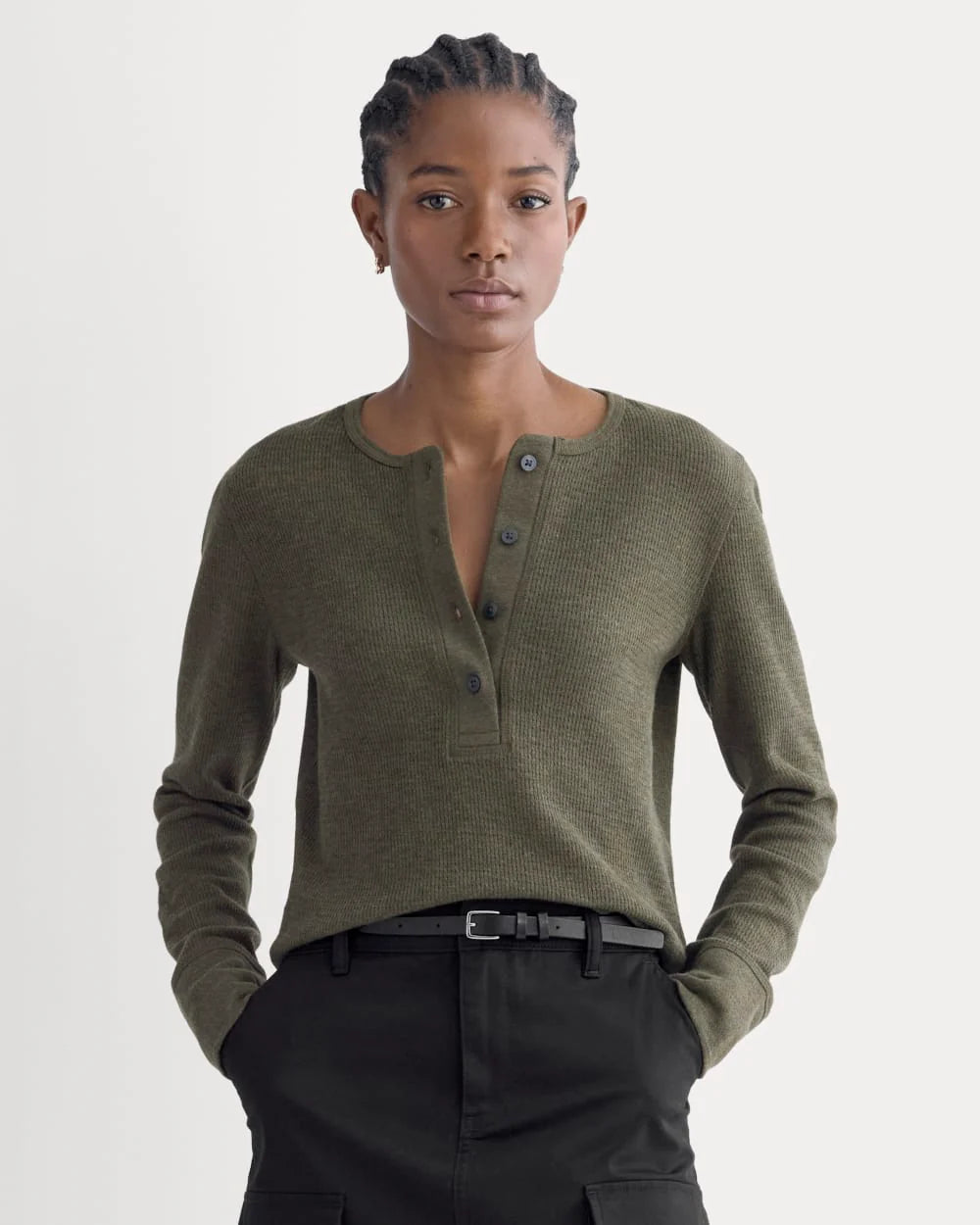 Boxy Henley in Cozy Waffle | Heather Beech