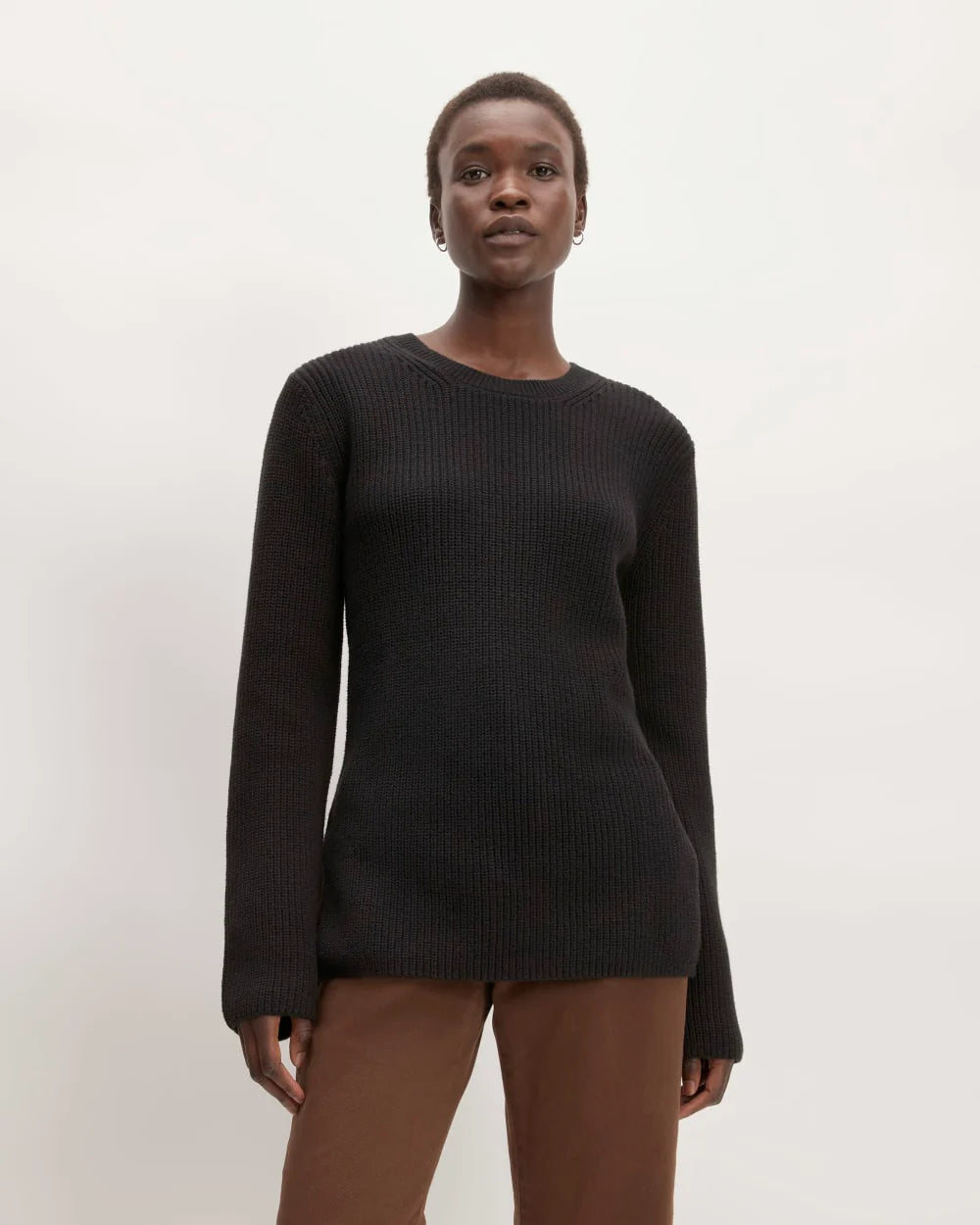 The Organic Cotton Slim Crew Sweater | Black