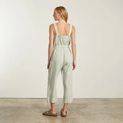 The Linen Jumpsuit | Seafoam Pinstripe