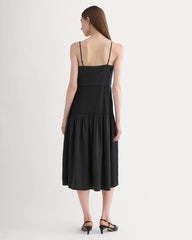 The Pleated Slip Dress in Butterlite | Black