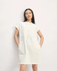 The Denim Workwear Shirtdress | Frayed Hem Bone