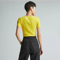 The Pima Micro-Rib Crew Tee | High Visibility Yellow