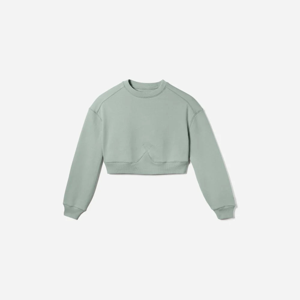 The Organic Cotton Cropped Crew | White Sage