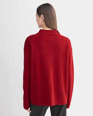 Cashmere Button-Up Shirt | Berry Red