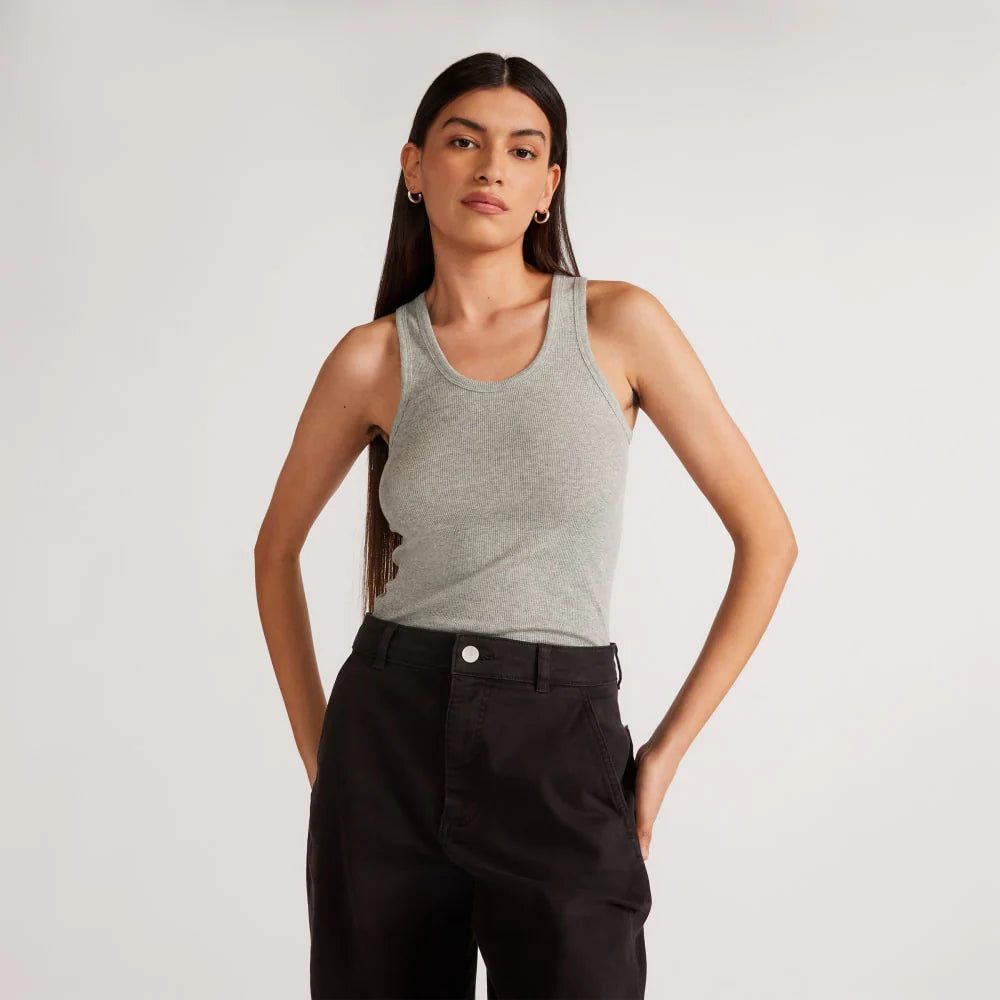 The Luxe Rib Tank | Heathered Grey