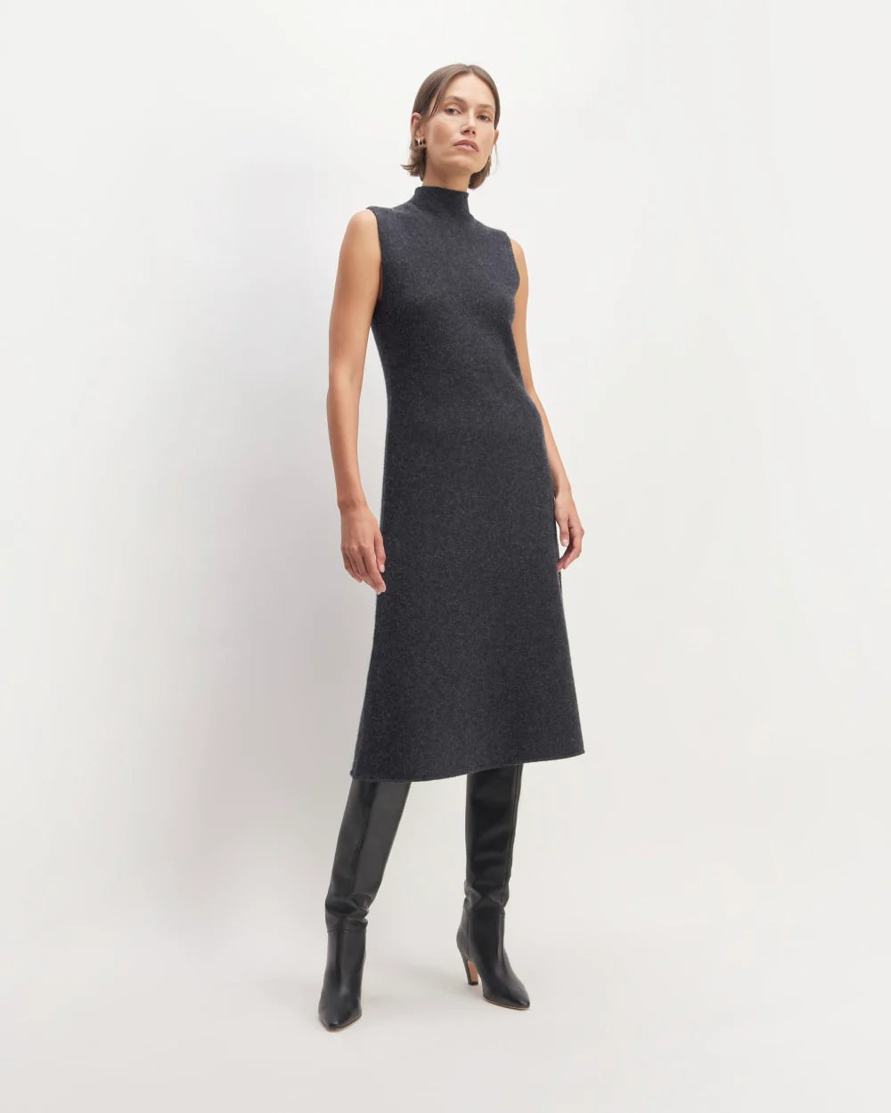 The Cozy-Stretch Sleeveless Midi Dress | Charcoal