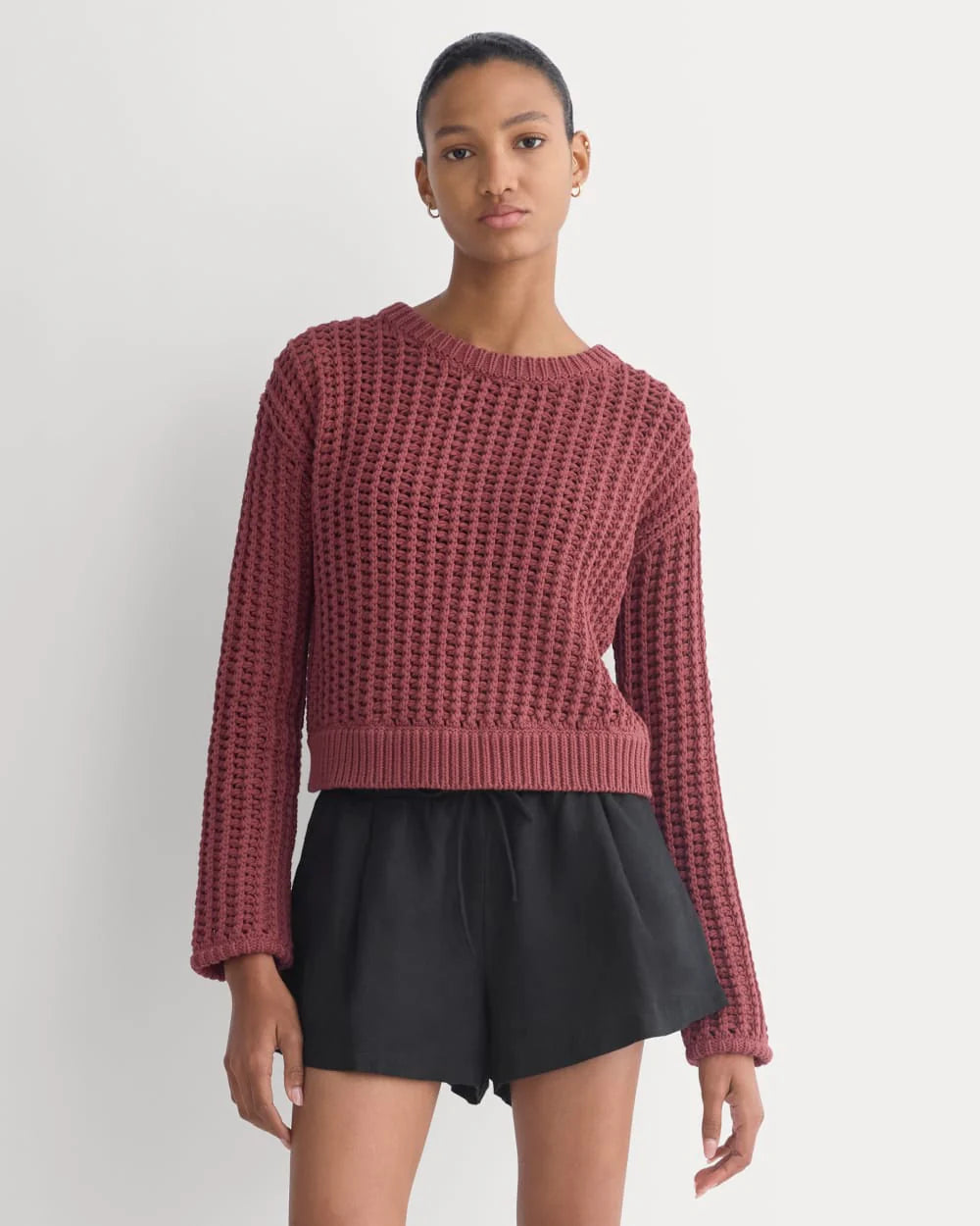 Open-Knit Crew in Elevated Cotton | Henna Red