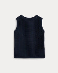 Open-Knit Tunic Vest in Elevated Cotton | Navy