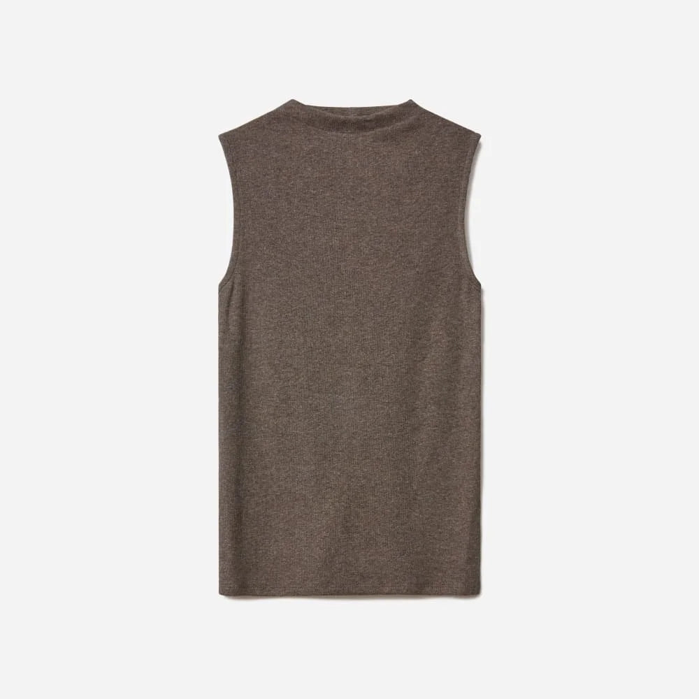 The Pima Micro-Rib Funnel-Neck Tank | Heathered Fatigue
