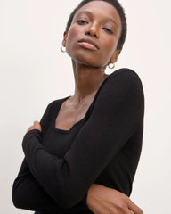The Square Neck in Cashmere | Black
