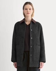 Italian Car Coat | Carbone/Black