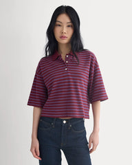 Pique Boxy Polo | Pomegranate/Heather Rose/Estate Blue