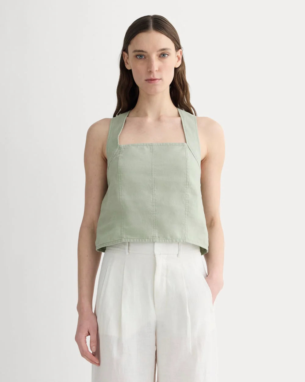 The Crossback Tank in Linen | Seagrass