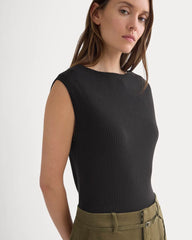 Boat-Neck Ribbed Knit | Black